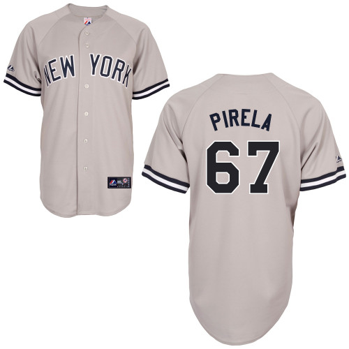 Jose Pirela #67 MLB Jersey-New York Yankees Men's Authentic Replica Gray Road Baseball Jersey - Click Image to Close